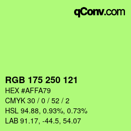 Código de color: RGB 175 250 121 | qconv.com