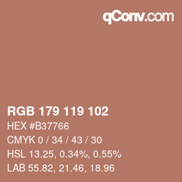 Código de color: RGB 179 119 102 | qconv.com