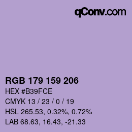 Código de color: RGB 179 159 206 | qconv.com