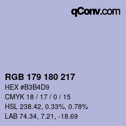 Farbcode: RGB 179 180 217 | qconv.com