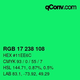 Color code: RGB 17 238 108 | qconv.com