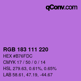 Código de color: RGB 183 111 220 | qconv.com