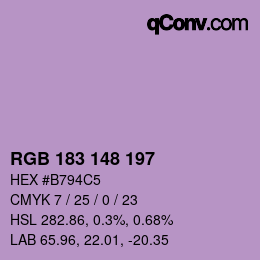 Farbcode: RGB 183 148 197 | qconv.com