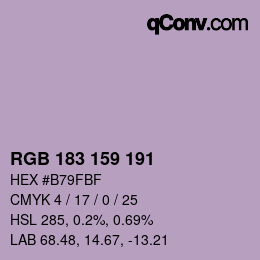 Color code: RGB 183 159 191 | qconv.com