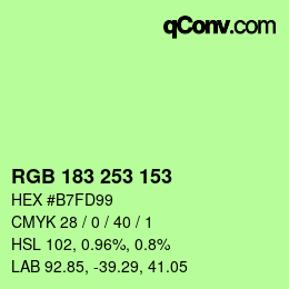 Color code: RGB 183 253 153 | qconv.com