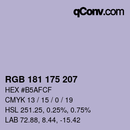 Code couleur: RGB 181 175 207 | qconv.com