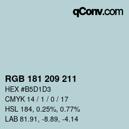 Código de color: RGB 181 209 211 | qconv.com