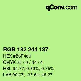 Código de color: RGB 182 244 137 | qconv.com