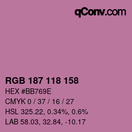 Código de color: RGB 187 118 158 | qconv.com