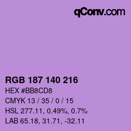 Farbcode: RGB 187 140 216 | qconv.com