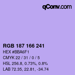 Color code: RGB 187 166 241 | qconv.com