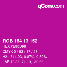 Color code: RGB 184 13 152 | qconv.com