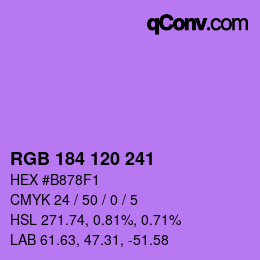 カラーコード: RGB 184 120 241 | qconv.com