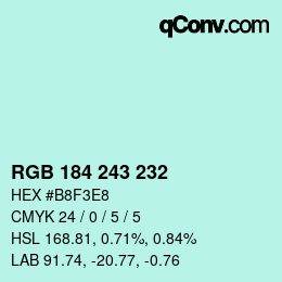 Código de color: RGB 184 243 232 | qconv.com