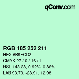 Color code: RGB 185 252 211 | qconv.com