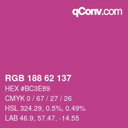 Color code: RGB 188 62 137 | qconv.com