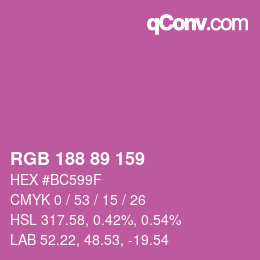 Color code: RGB 188 89 159 | qconv.com