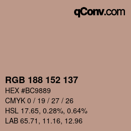 Código de color: RGB 188 152 137 | qconv.com