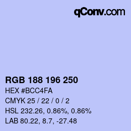 Code couleur: RGB 188 196 250 | qconv.com