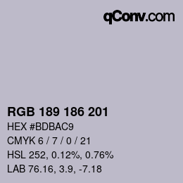 Color code: RGB 189 186 201 | qconv.com