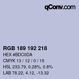 Farbcode: RGB 189 192 218 | qconv.com