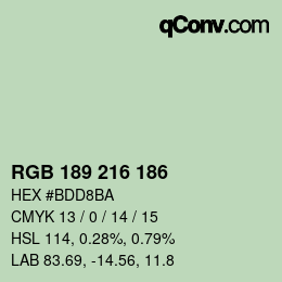 Farbcode: RGB 189 216 186 | qconv.com