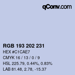 Color code: RGB 193 202 231 | qconv.com