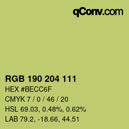 Código de color: RGB 190 204 111 | qconv.com