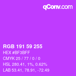 Farbcode: RGB 191 59 255 | qconv.com