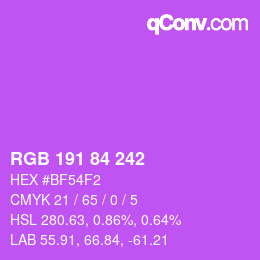 カラーコード: RGB 191 84 242 | qconv.com