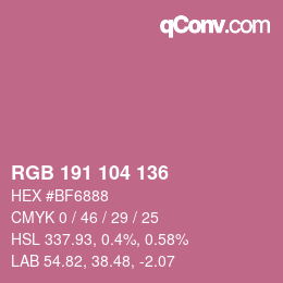 Code couleur: RGB 191 104 136 | qconv.com