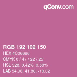 Color code: RGB 192 102 150 | qconv.com