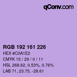 Color code: RGB 192 161 226 | qconv.com