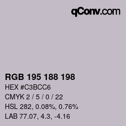 Farbcode: RGB 195 188 198 | qconv.com