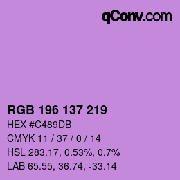 Color code: RGB 196 137 219 | qconv.com