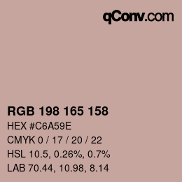 カラーコード: RGB 198 165 158 | qconv.com