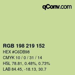 Código de color: RGB 198 219 152 | qconv.com