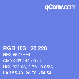 カラーコード: RGB 103 126 228 | qconv.com