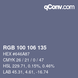 Farbcode: RGB 100 106 135 | qconv.com