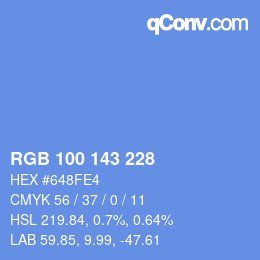 Farbcode: RGB 100 143 228 | qconv.com