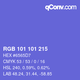 カラーコード: RGB 101 101 215 | qconv.com