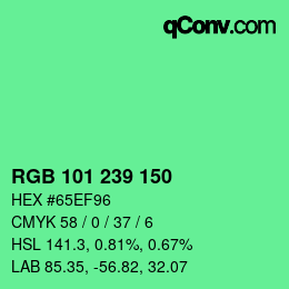 Código de color: RGB 101 239 150 | qconv.com