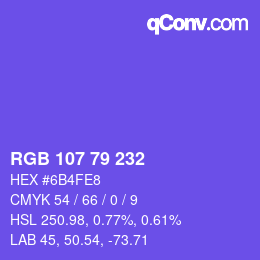 Color code: RGB 107 79 232 | qconv.com