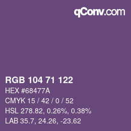 Color code: RGB 104 71 122 | qconv.com