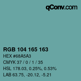 Color code: RGB 104 165 163 | qconv.com