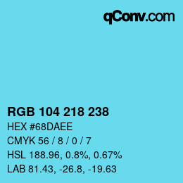 Color code: RGB 104 218 238 | qconv.com