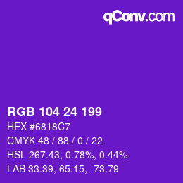 Farbcode: RGB 104 24 199 | qconv.com