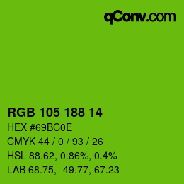 Farbcode: RGB 105 188 14 | qconv.com