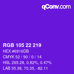 Código de color: RGB 105 22 219 | qconv.com