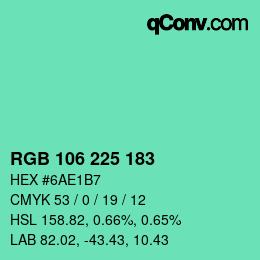 Color code: RGB 106 225 183 | qconv.com